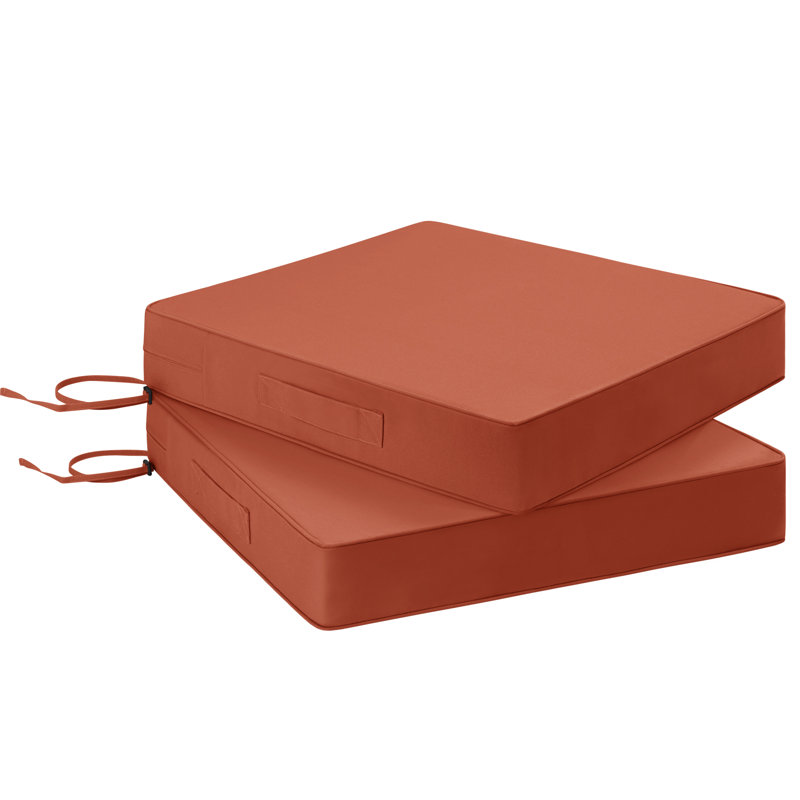 Waterproof Outdoor Chair Cushions for Patio Furniture 3-Year Color Fastness with Handle and Straps, Spice, 22" W x 22" D