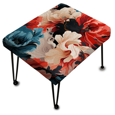 Rouge et bleu Rebel Soul Floral Cottage - repose-pieds rectangulaire floral