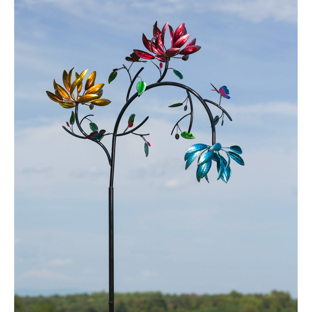 Siller 91 in. Flowers Wind Spinner Garden Stake Red Barrel Studio®