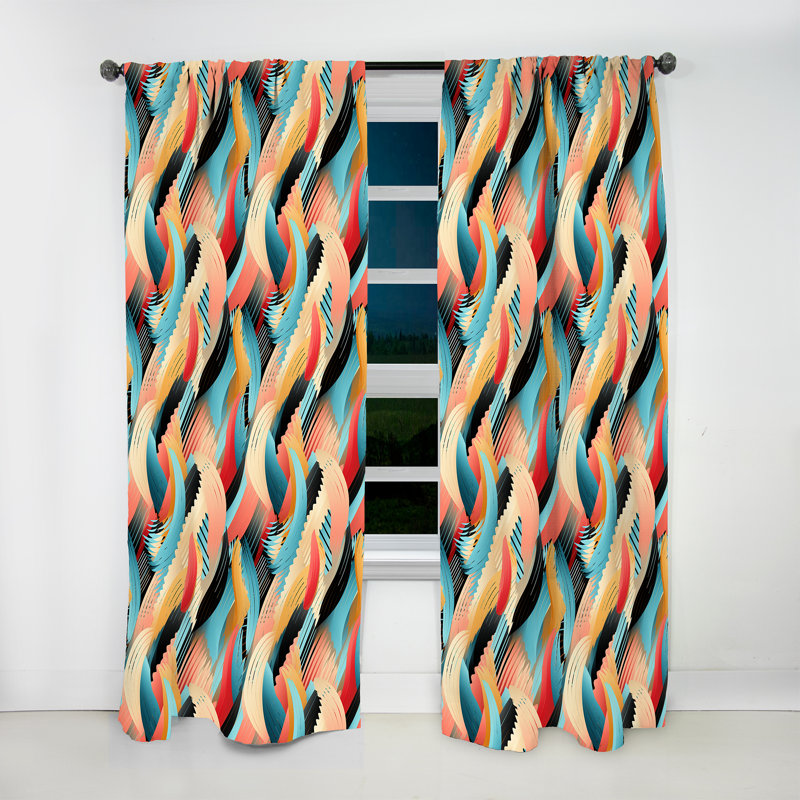 Rideau obscurcissant à motif géométrique coloré - 1 panneaux, L 52 po x L 84 po