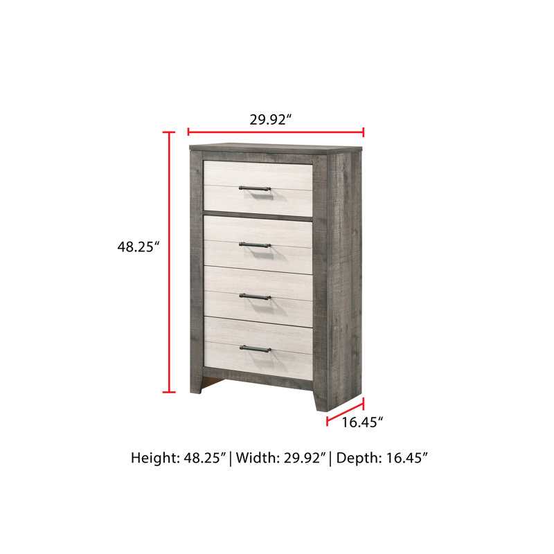 Ensemble de chambre à coucher avec lit plateforme Kaeleah, Très grand, 6 pièces: lit, 2 tables de chevet, commodes, miro