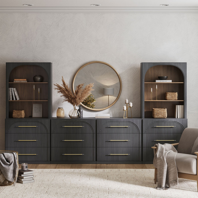 Ensemble de meuble télé 6 pièces Jagger Series 1C2H, ébène, Ébène