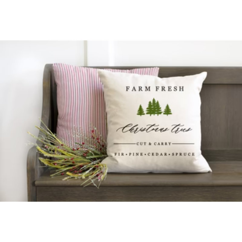  Farm Fresh Christmas Trees- 18x18 inch Cotton Pillow Cover