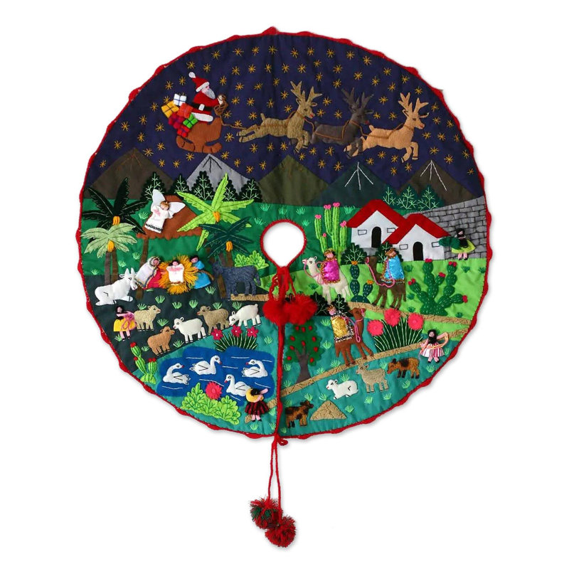 Jupe d’arbre de noël crèche scene Lalegun