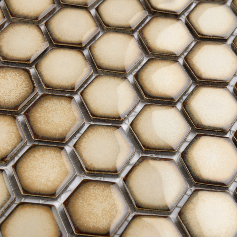 Hudson 1" Hex 11-7/8 " x 13-1/4 " Porcelain Mosaic Floor and Wall Tile, Earth