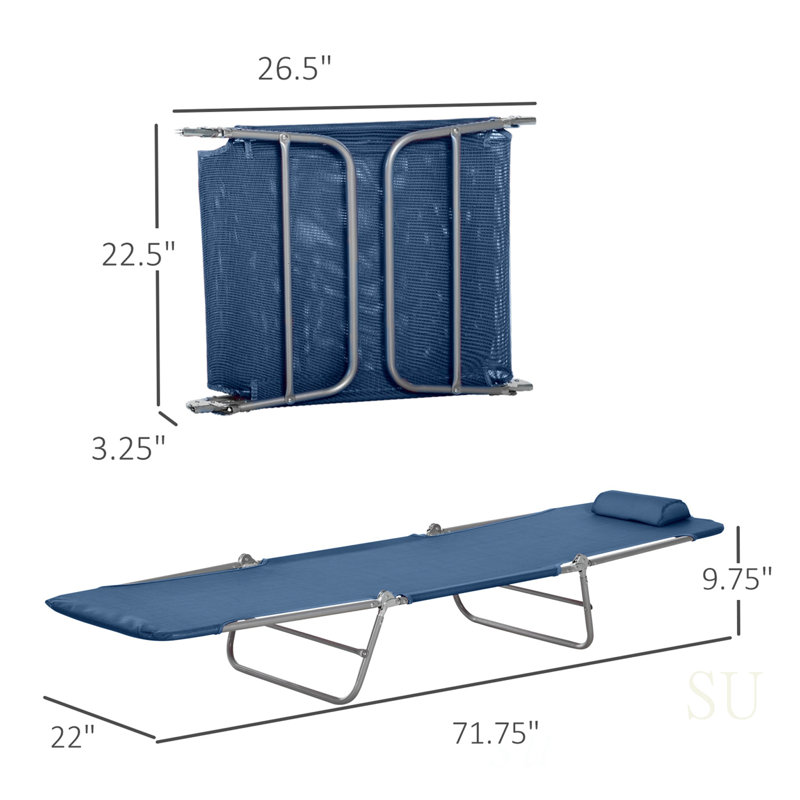 Folding Chaise Lounge Pool Chair, Patio Sun Tanning Chair With 6-Position Reclining Back And Breathable Mesh Seat For Outdoor Relaxation