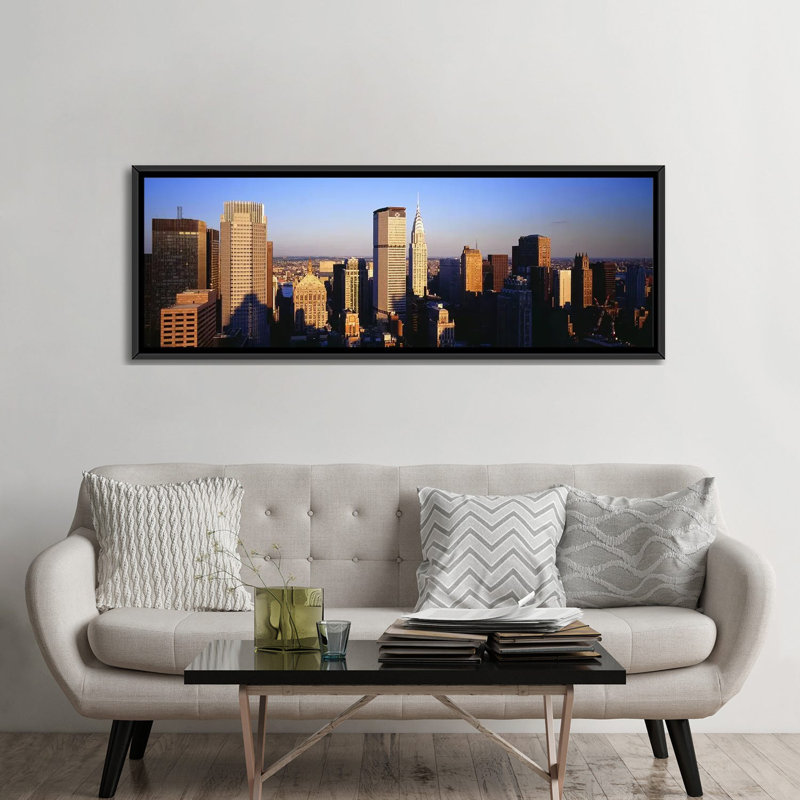 « panoramique midtown manhattan », reproduction de photo sur toile, new york, H 12 po x l 36 po x P 1,5 po, Cadre noir