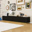 Meuble télé moderne à 4 tiroirs, plateau de table en faux marbre et design incurvé-876301334