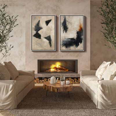 Art mural encadré, rétro, antique, classique pour chambre à coucher - 24 po x 36 po x 2 panneaux