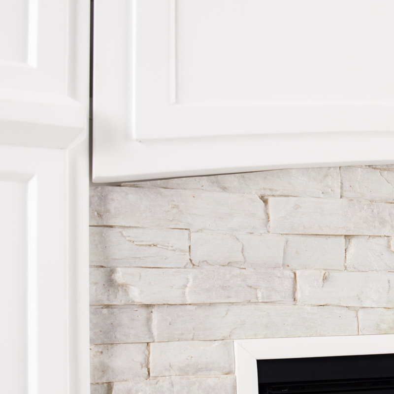Bauerle Faux Stone Color Changing Media Fireplace, White