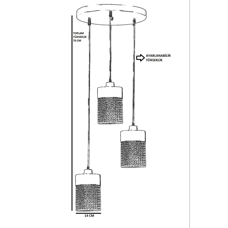 Chandle Chandelier, Black/Rattan