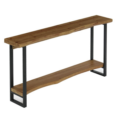 Solid Wood Live-Edge Console Table, Farmhouse 63-Inch Narrow Long Sofa Table