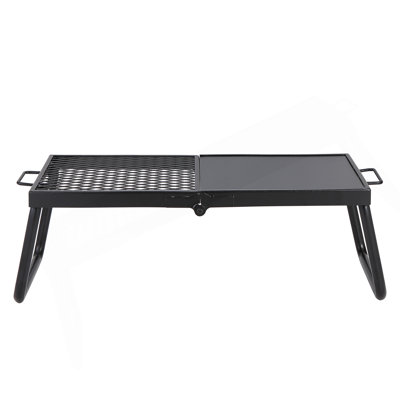 Folding Campfire Grill, Heavy Duty Steel Mesh Grate, 22.4" Portable Camping Grates Over Fire Pit, Camp Fire Cooking Equipment With Legs Carrying Bag, Grilling Rack For Outdoor Open Flame Cooking