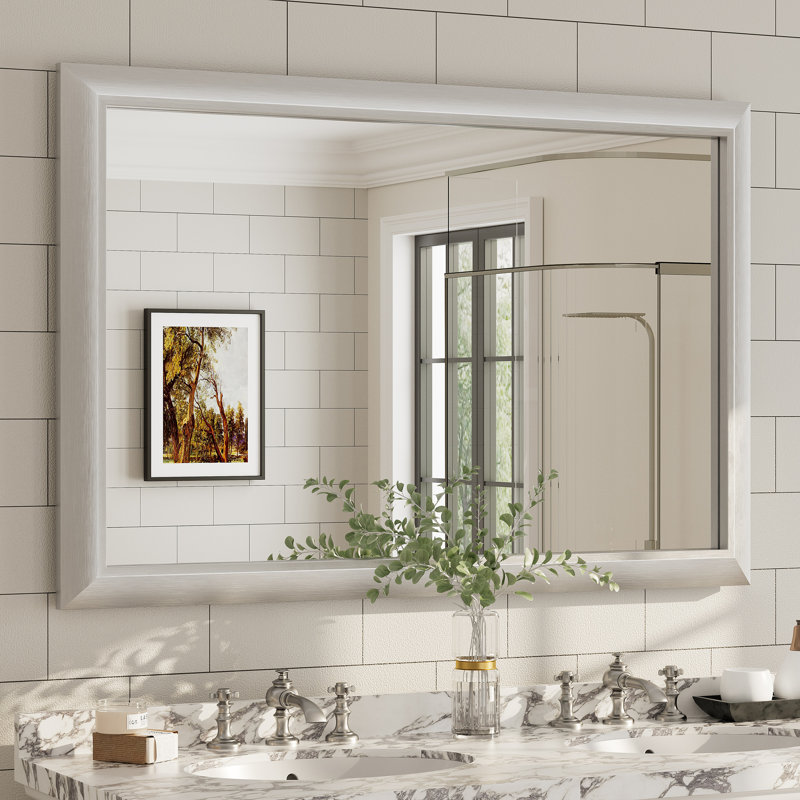 Amara Tempered Glass Mounted Wall Mirror, 72" x 36", Dark Brown Wood