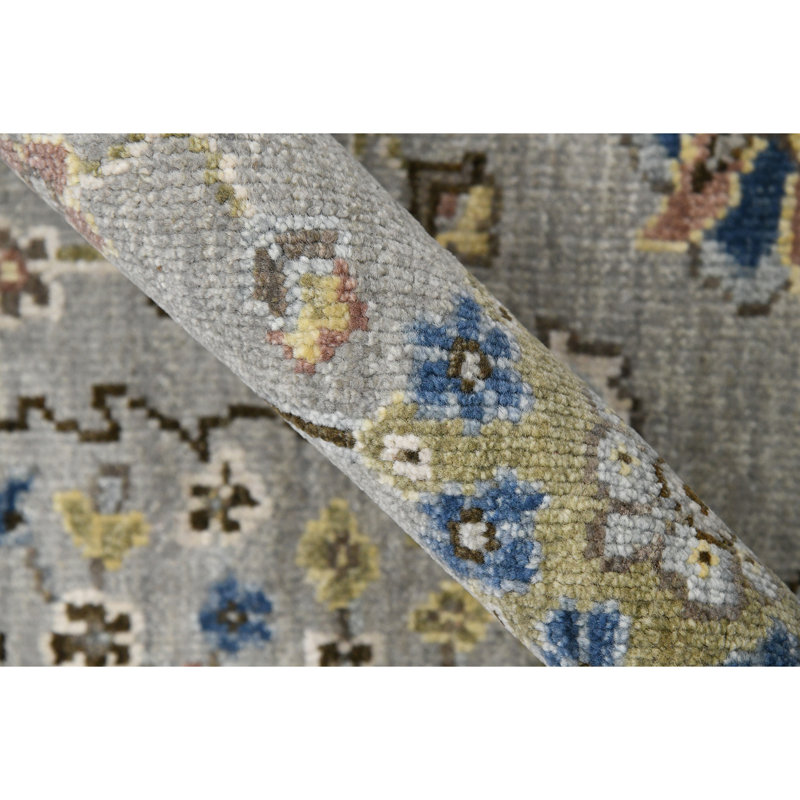Bristol Hand Knotted Wool Floral Area Rug, Rectangle 8' x 10'