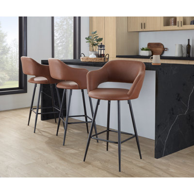 Tabouret de bar à hauteur fixe 26 "avec pieds en métal et repose-pieds carré Lake