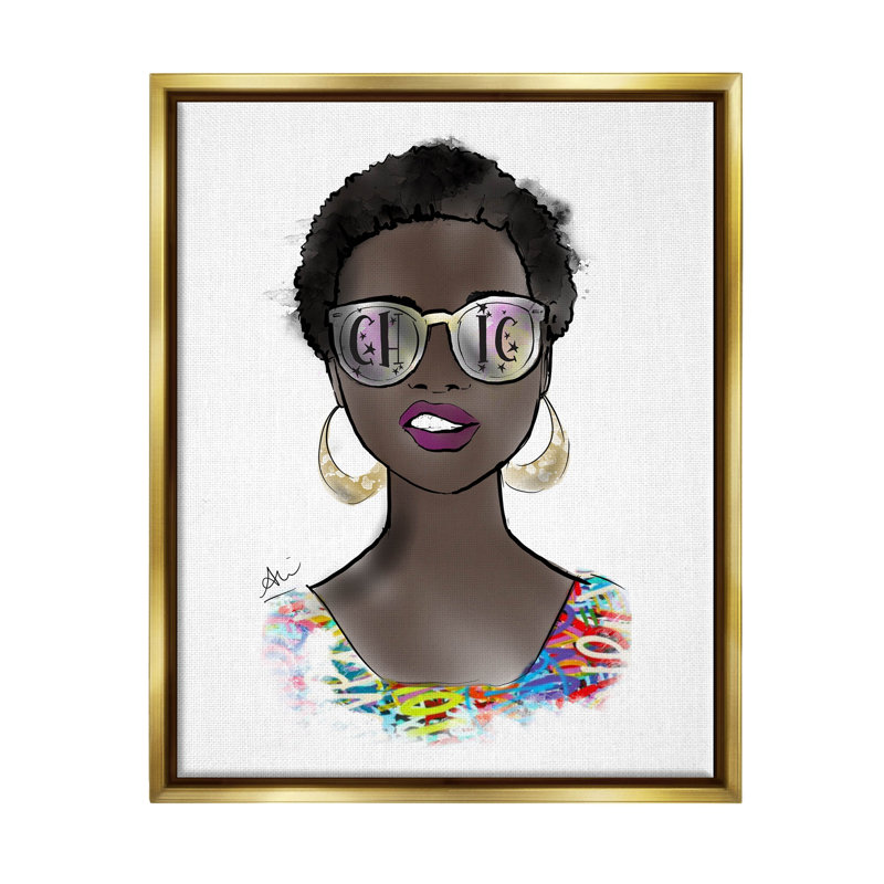 Art chic, audacieux, giclée par Alison Petrie, H 21 po x l 17 po x P 1,7 po, Cadre flottant métallique doré