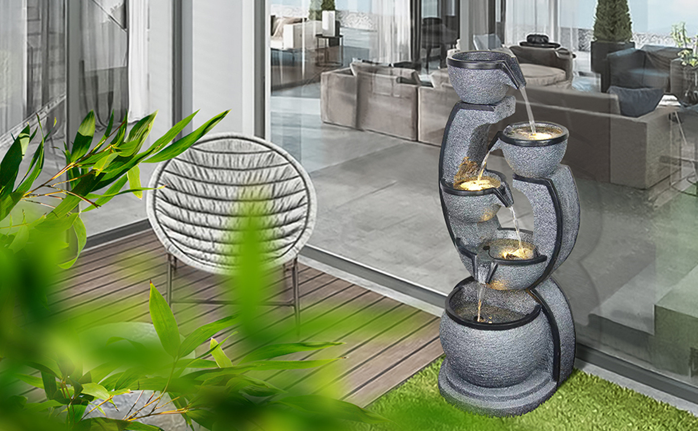 Wrought Studio Weather Resistant Floor Fountain with Light & Reviews ...