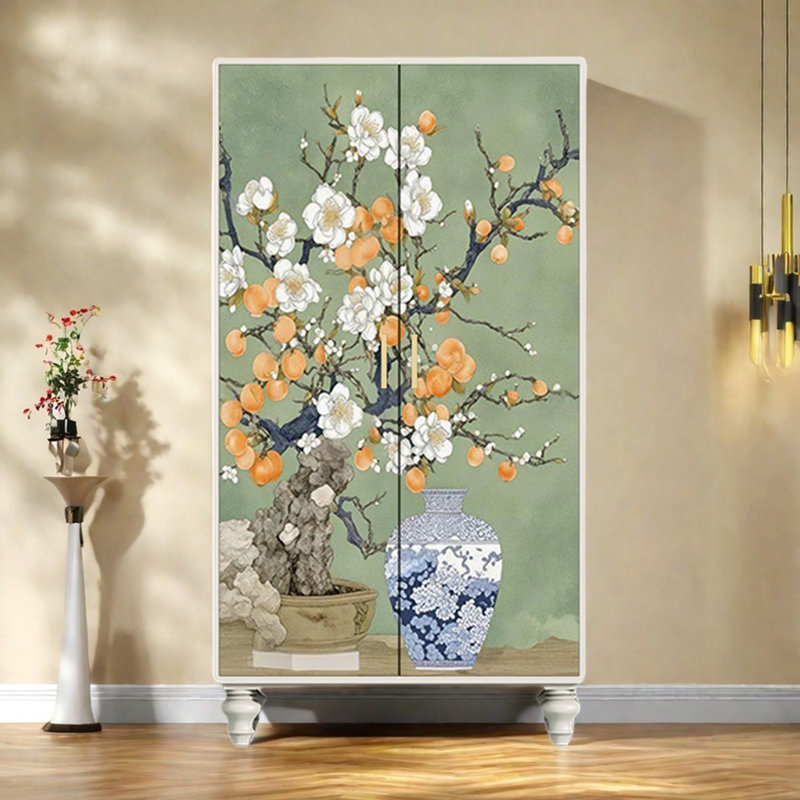 Garde-robe moderne pour chambre double, Vert / blanc ivoire