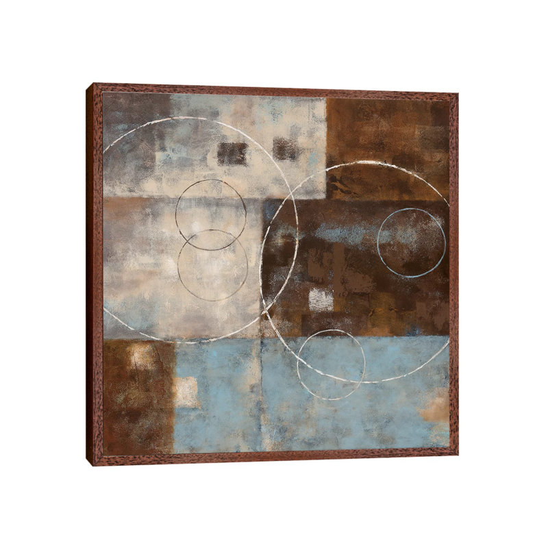 Double Vision II by Nan - Painting on Canvas, 45.72 cm H x 45.72 cm W, Classic Brown Wood Framed