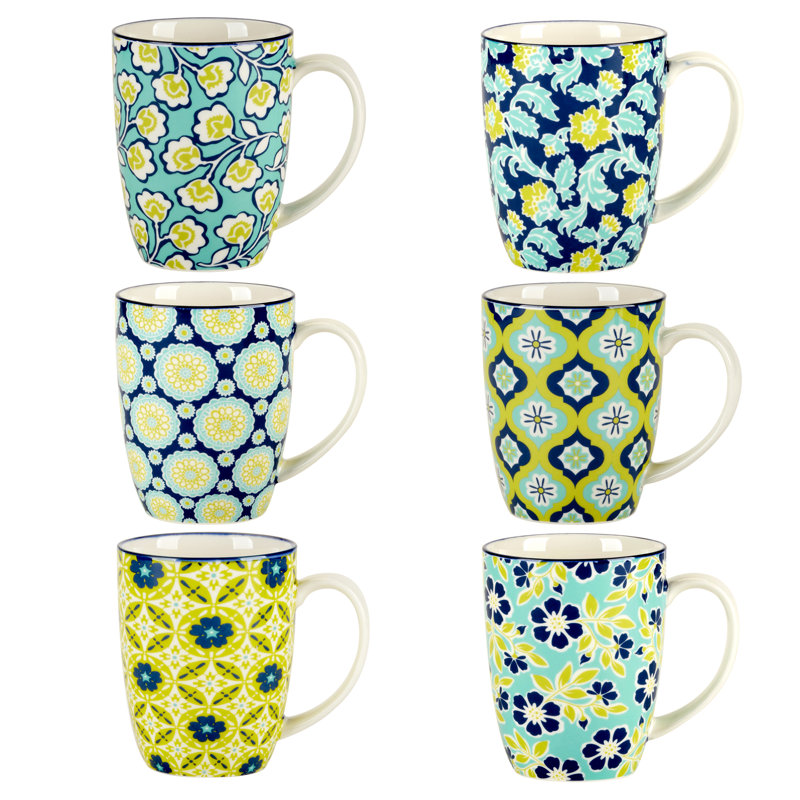 Ensemble de 6 tasses à tapisserie 6 pièces de 4,75 po x 3,25 po x 4,25 po