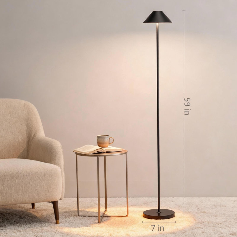 16 po Lampe de table Mid-Century Modern, Simple, Noir