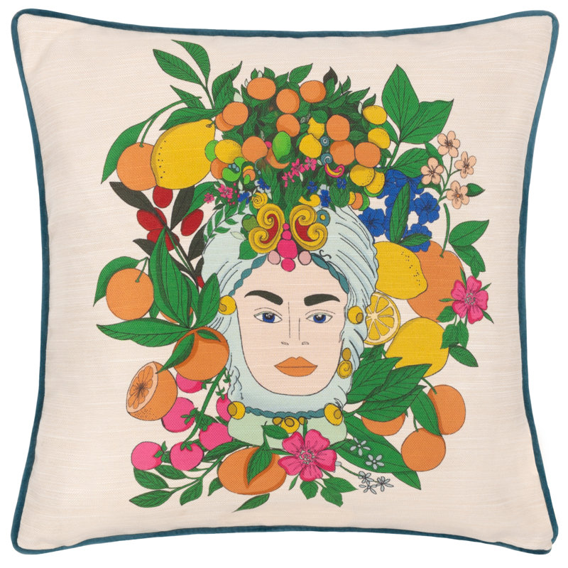 Taormina Floral Teal Square Cushion