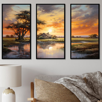 «Sunrise Autumn Country Panorama II - Sunrises Sunset», ensemble d'art mural