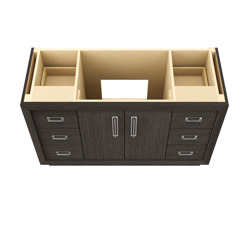 Avalon Single Extra Wide Bath Vanity, Gray Weathered, Polished Chrome, 54"