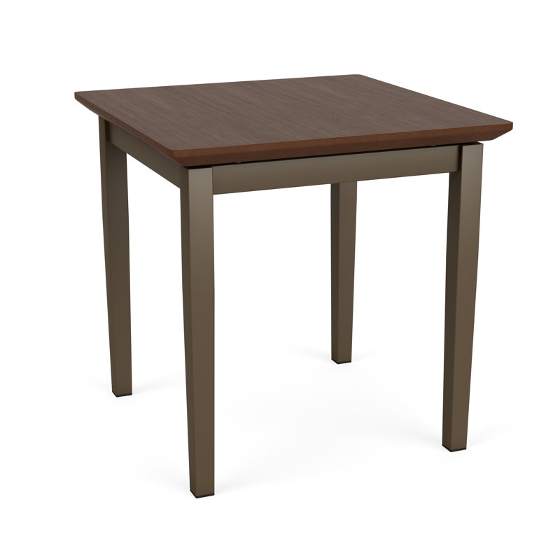 Lenox Steel Waiting Reception End Table Metal Frame 20x20" High Pressure Laminate Top, Bronze, Riftwood Walnut