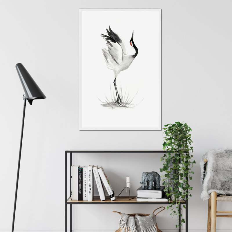 Japanese Cranes I by Naomi McCavitt - Painting, 95cm H x 65cm W, White Framed Paper Print