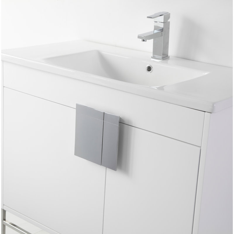 Ensemble de meuble-lavabo simple 30 po Maisie, Peint blanc mat, Chrome poli