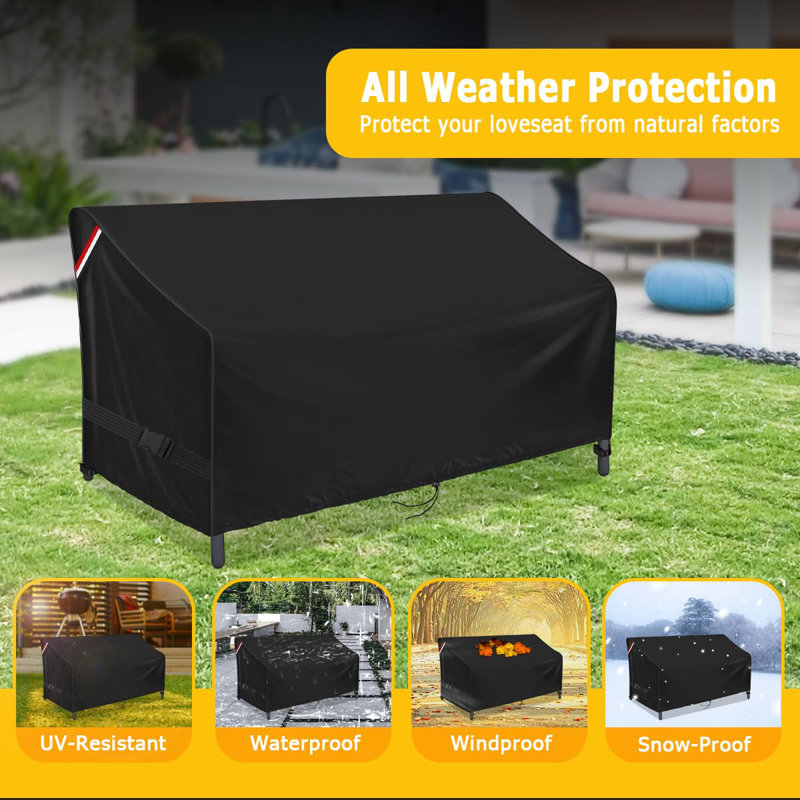 Black Waterproof Heavy Duty Outdoor Loveseat Cover
