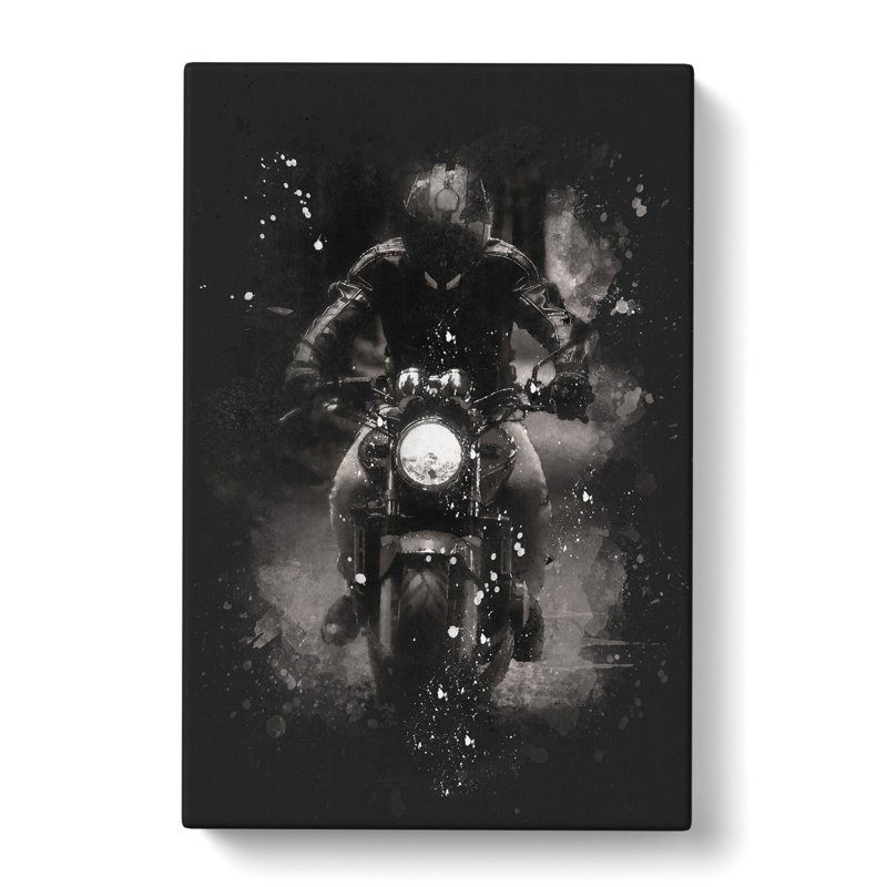 Motorbike Rider In Sepia - Wrapped Canvas Painting, 50cm H x 35cm W x 3cm D
