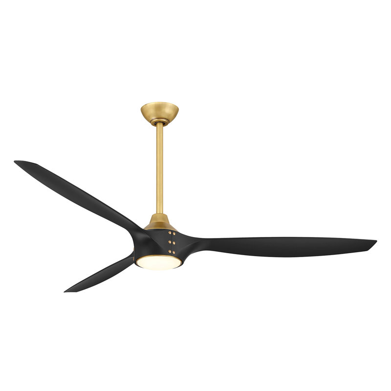 Pierce 65" Led Smart Ceiling Fan, Brass, Black