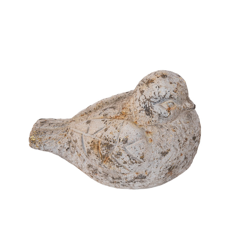 Vintage White Cement Bird Figurine