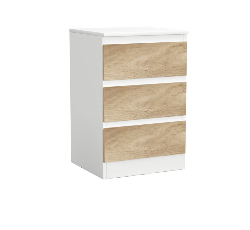 Prakrit 40cm W 3 - Drawer Chest of Drawers, White/Oak