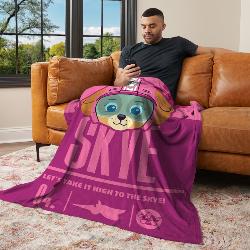 Paw Patrol High to the Silk Touch Throw Blanket Sky-High Adventure Graphic for Paw Patrol Fans, Skye, Pink, 80" L x 60" W