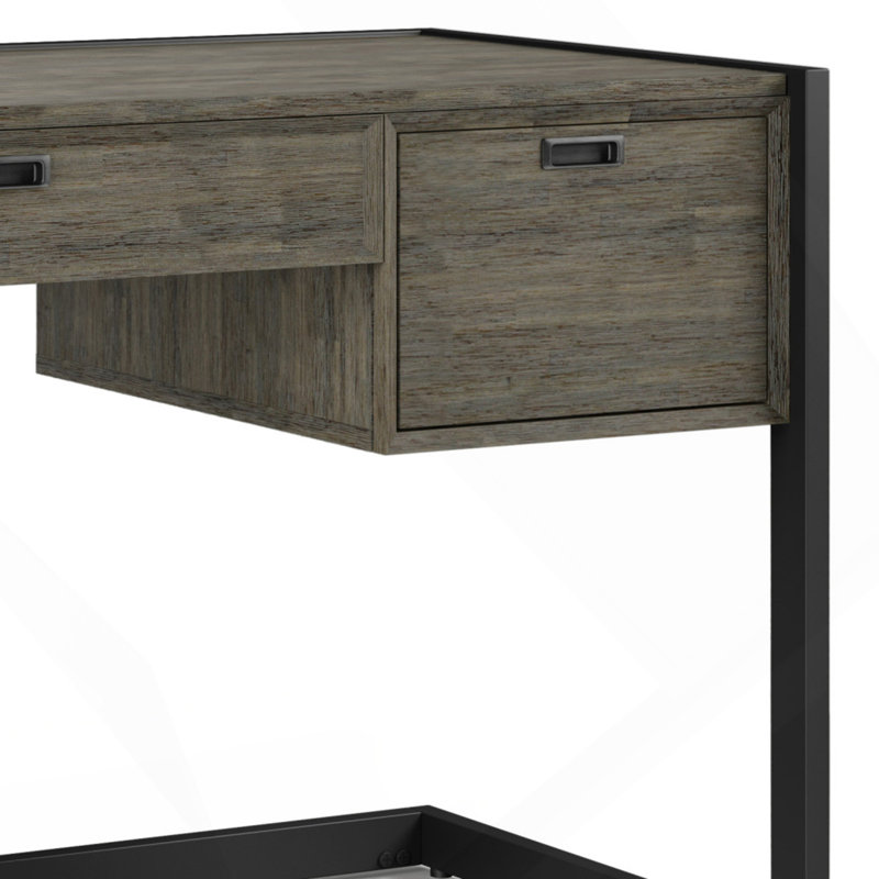 Bureau - Gris patiné, Gris / Noir, H 31 po x l 60 po x P 22 po