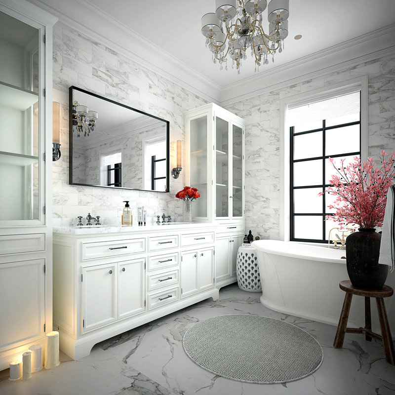 Miroir de salle de bain mural, Noir, 30,68 po x 40,71 po