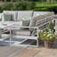 Dawana Square Aluminium Corner Dining Set - with Rising Table & Footstools - White