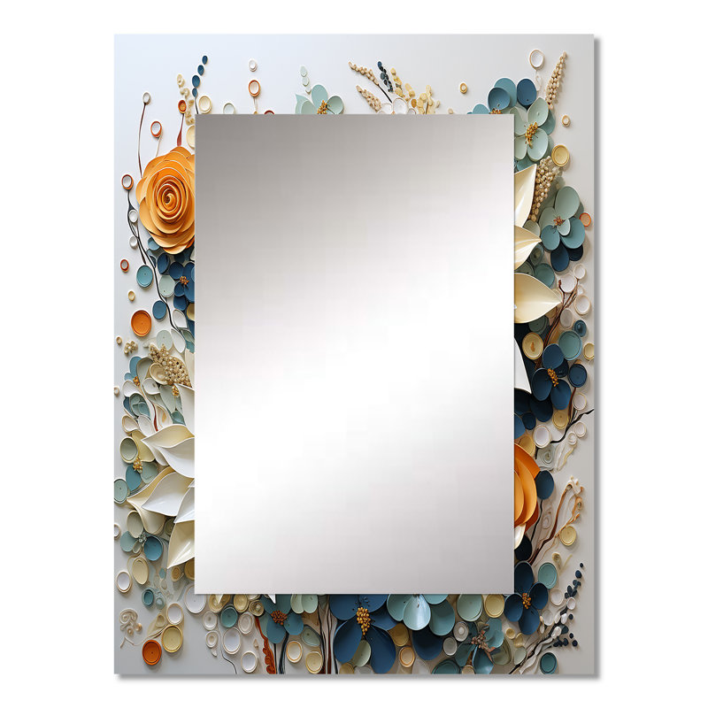 White Succulents Flowers Serene Succulents - Traditional Rectangular Wall Mirror, 32" x 24"