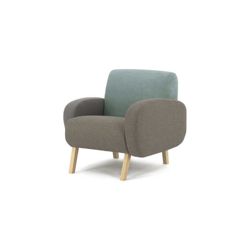 Barksdale Velvet Armchair, Grey/Turquise