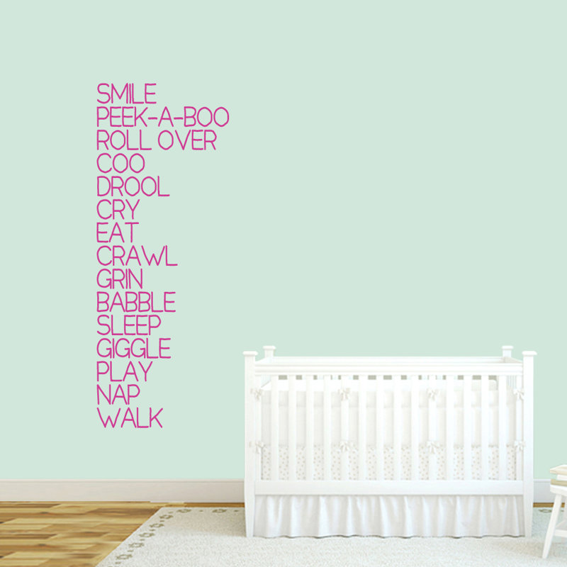 Décalcomanie murale « baby words », Rose vif