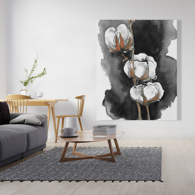 Toile aquarelle avec fleurs de coton | Décoration de chambre à coucher pour la maison