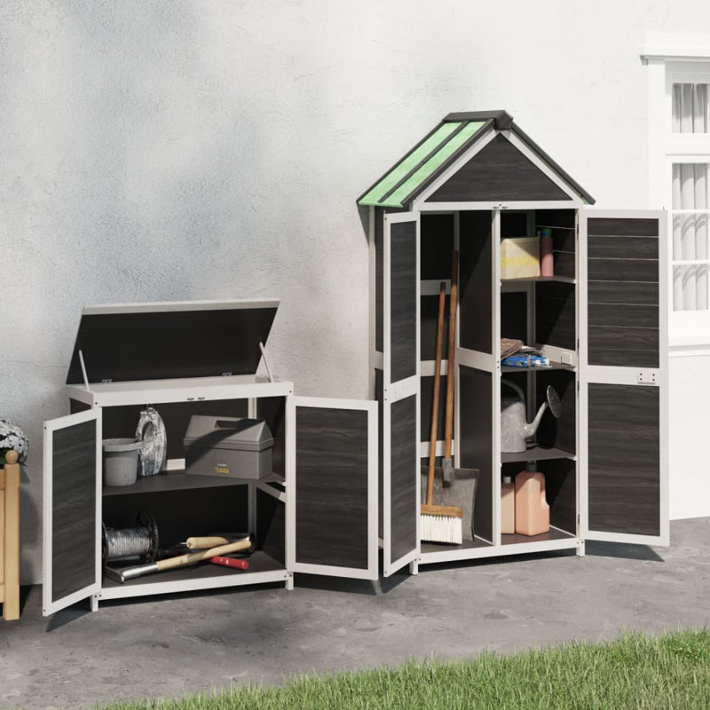 Andrees 3 ft. W x 2 ft. D Wooden Overlap Apex Garden Shed, Grey/White