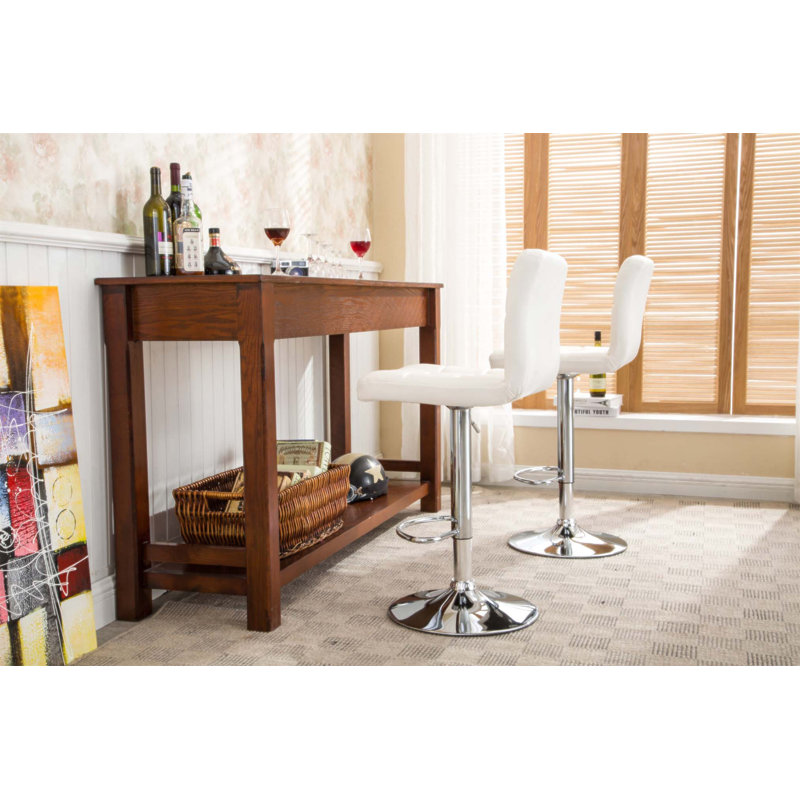 Tabouret de bar pivotant réglable en similicuir, ensemble de 2, Blanc