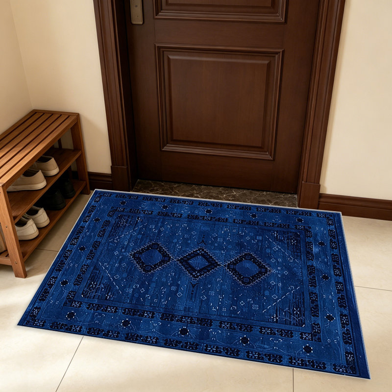 Vintage Persian Medallion Blue   area rugs for Living Room, Soft and Comfortable, Suitable for all seasons, easy to maintain, machine washable Indoor floor mat, Under Table Farmhouse suitable for Bedroom, Dining Room, Study,  Balcony, Home Decor Patio