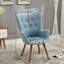 Chaise en velours blanc avec capitonnage à boutons - Pieds en bois massif, rembourrage en mousse luxueuse, rembourrage-940076120