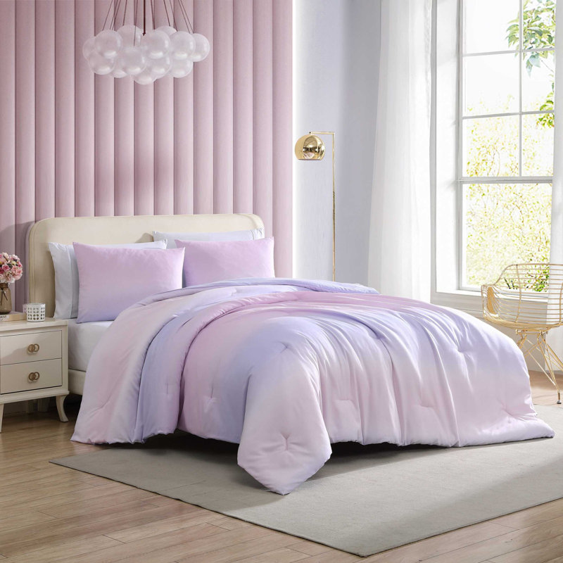 Betsey Johnson Ombre Purple Reversible Bed Set, Full Comforter + 2 Standard Pillow Shams